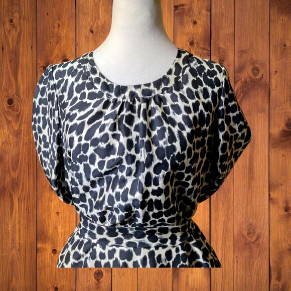 Kate Spade Women's Size 8 Dorothy Silk Leopard Print Cutout Back Belted Dress - Picture 6 of 11
